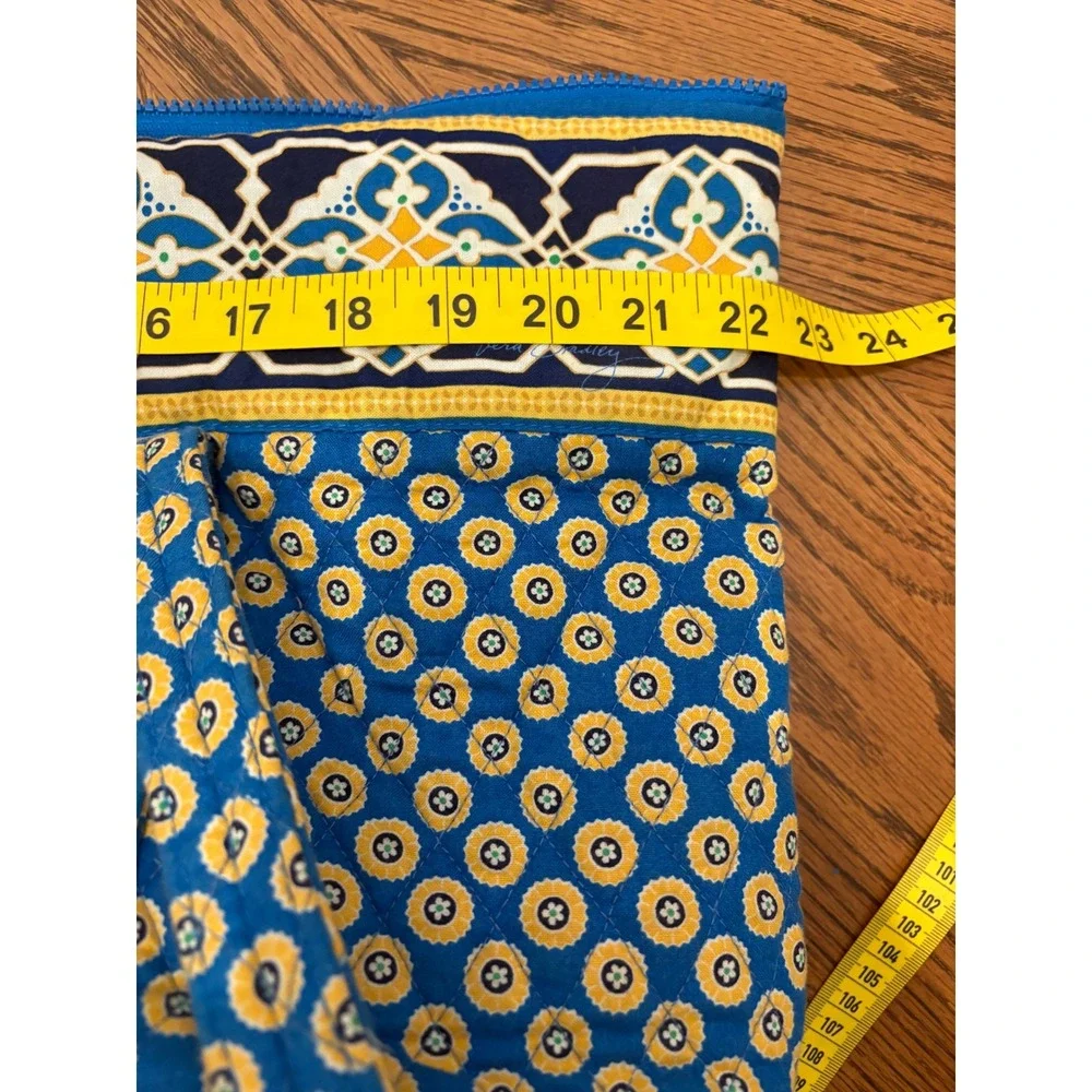 Vera Bradley Marrakesh Quilted Cotton Tote Bag Blue‎ Yellow Floral Zipper Large